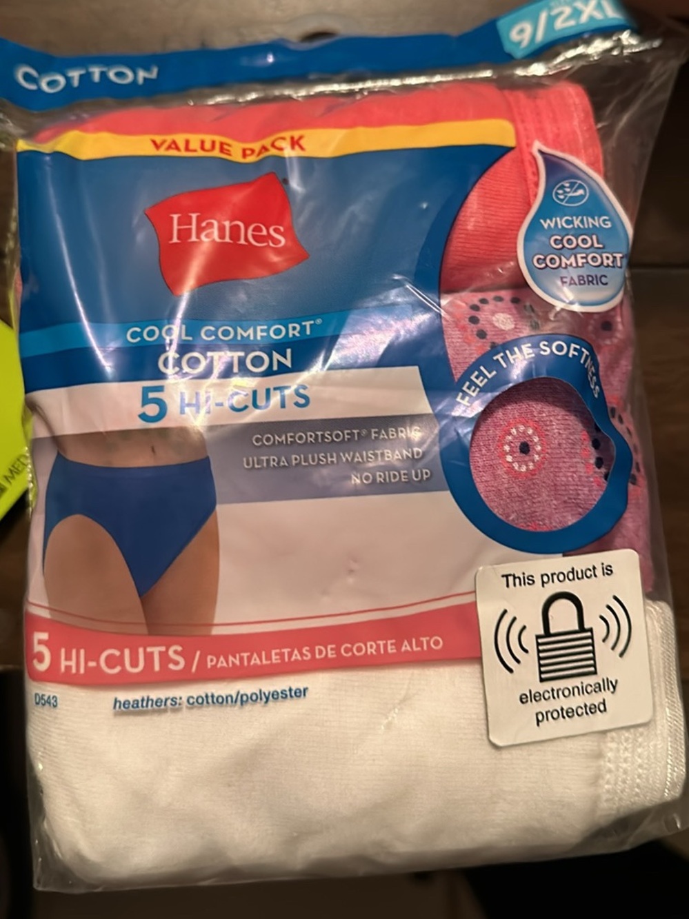 Hanes Women's Cool Comfort Cotton Hi-Cut Underwear 5-Pack (Size 9 / 2XL)
